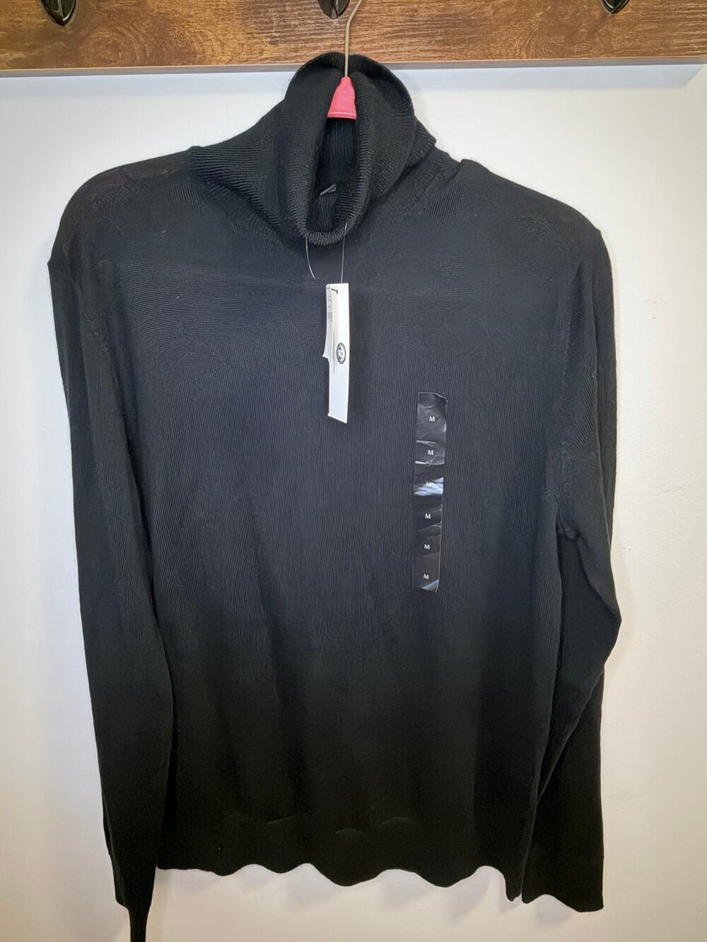 NWT Banana Republic Mens 100% Merino Wool Turtleneck Black Knit Pullover Medium